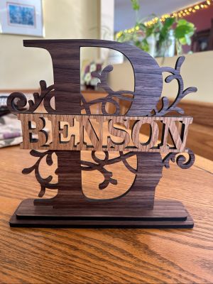 laser   monogram name sign  benson 
